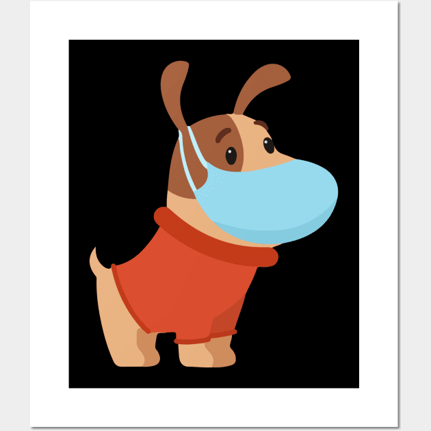 puppy with protective mask his face Wall Art by Spring Moon